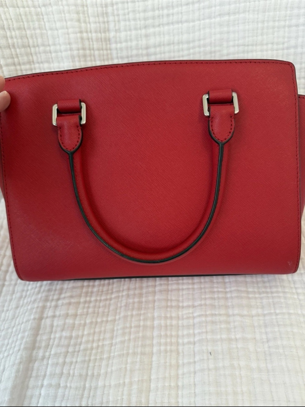Michael Kors Selma Red Saffiano Satchel with Top Handles - Picture 6 of 7